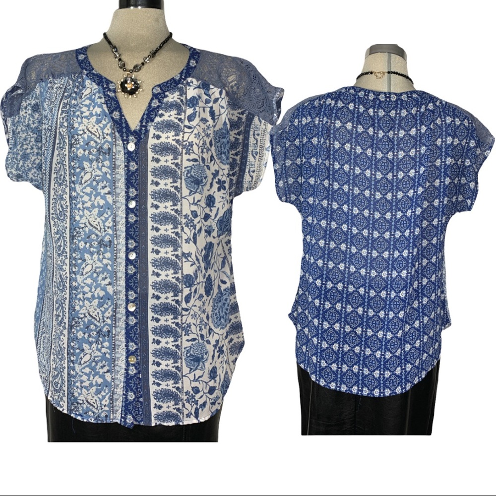 FIGUEROA Blue Short Sleeves Size M